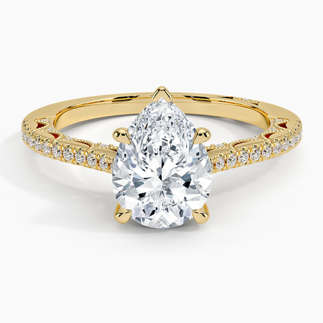 18K Yellow Gold Tacori Lunetta Crescent Cathedral Diamond Ring