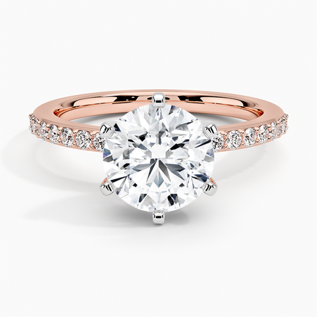 14K Rose Gold Six Prong Petite Shared Prong Diamond Ring (1/5 ct. tw.)