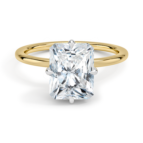 Adorned Mixed Metal Compass Prong Diamond Ring
