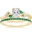 14K Yellow Gold Arden Diamond Ring with Lab Emerald Accents with Luxe Ballad Emerald Ring