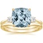 18KY Aquamarine Selene Diamond Ring (1/10 ct. tw.) with Petite Curved Wedding Ring, smalltop view