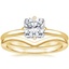 18K Yellow Gold North Star Ring with Chevron Ring