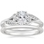 18K White Gold Jasmine Diamond Ring with Petite Comfort Fit Wedding Ring