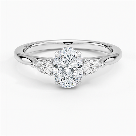 Platinum Floating Three Stone Pear Diamond Ring