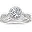 18K White Gold Luxe Willow Halo Diamond Ring (1/2 ct. tw.) with Winding Willow Diamond Ring (1/8 ct. tw.)