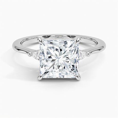 18K White Gold Aria Three Stone Diamond Ring (1/10 ct. tw.)