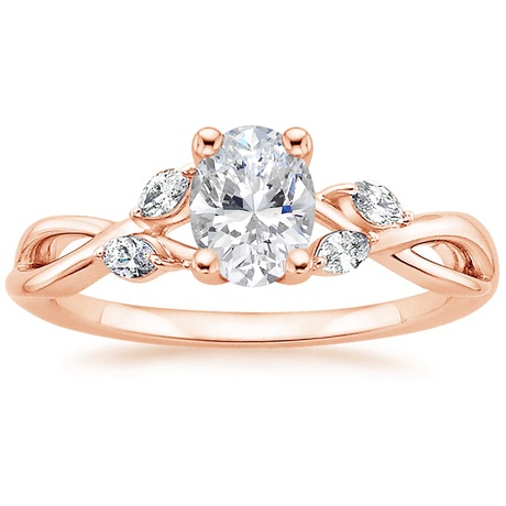 14K Rose Gold Willow Diamond Ring (1/8 ct. tw.) with Winding Willow Diamond Ring (1/8 ct. tw.)