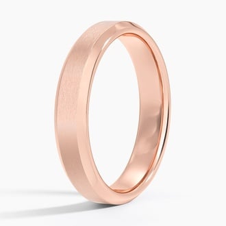 Beveled Edge Matte 4.5mm Wedding Ring in 14K Rose Gold
