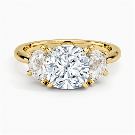 18K Yellow Gold Half Moon Three Stone Diamond Ring (1/2 ct. tw.)
