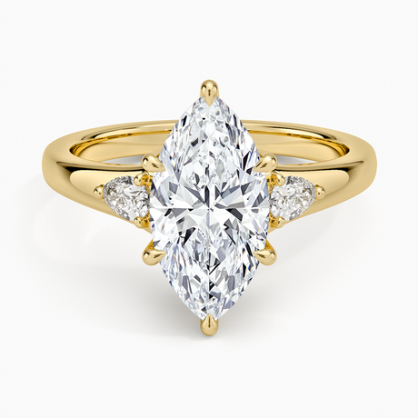 18K Yellow Gold Aria Three Stone Signet Diamond Ring (1/4 ct. tw.)