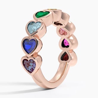 Heart Shaped Rainbow Bezel Ring