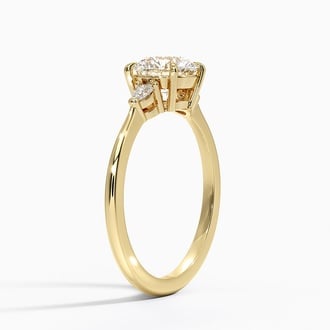 Aria Three Stone with 1ct Round Certified Lab Diamond in 18K Yellow Gold