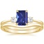 18K Yellow Gold Selene Diamond Ring (1/10 ct. tw.) with Petite Curved Wedding Ring