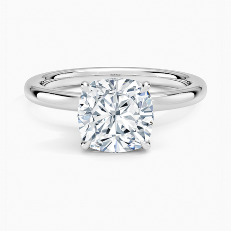 18K White Gold Secret Halo 2mm Diamond Ring