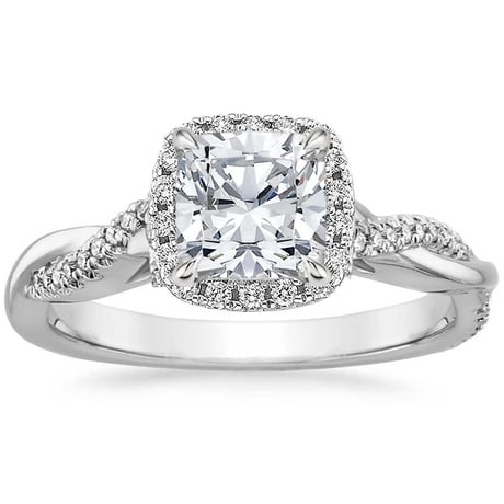 18K White Gold Petite Twisted Vine Halo Diamond Bridal Set (1/3 ct. tw.)