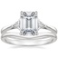 Platinum Trillion Three Stone Diamond Ring with Petite Curved Wedding Ring