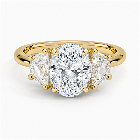 18K Yellow Gold Half Moon Three Stone Diamond Ring (1/2 ct. tw.)