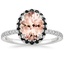 18K White Gold Waverly Halo Diamond Ring with Black Diamond Accents, smalltop view