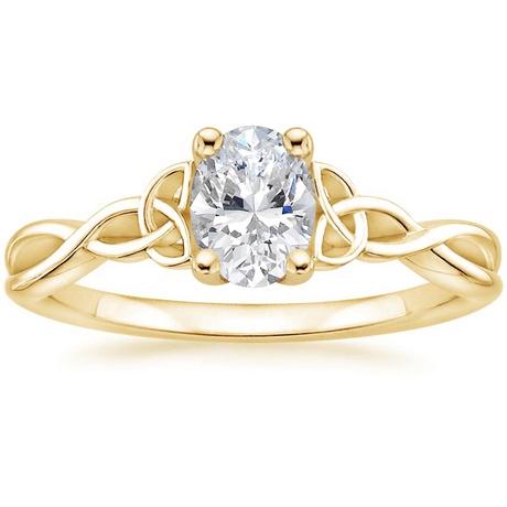 18K Yellow Gold Entwined Celtic Love Knot Ring with Celtic Knot Diamond Ring