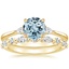 18KY Aquamarine Aria Diamond Ring (1/10 ct. tw.) with Versailles Diamond Ring (3/8 ct. tw.), smalltop view