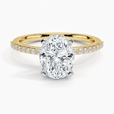 18K Yellow Gold Delicate Shared Prong Diamond Ring