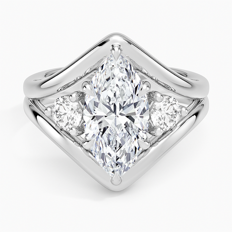18K White Gold Frame Three Stone Diamond Ring (1/3 ct. tw.)