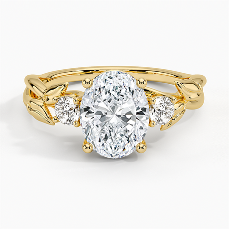 18K Yellow Gold Budding Willow Three Stone Diamond Ring
