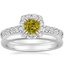 Platinum Luxe Sienna Halo Diamond Ring (3/4 ct. tw.) with 2mm Comfort Fit Wedding Ring