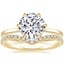 18K Yellow Gold Secret Halo Six-Prong Diamond Ring with Flair Diamond Ring (1/6 ct. tw.)