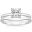 18K White Gold Freesia Ring with Petite Curved Wedding Ring