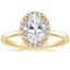 18K Yellow Gold French Halo Diamond Ring, smalltop view