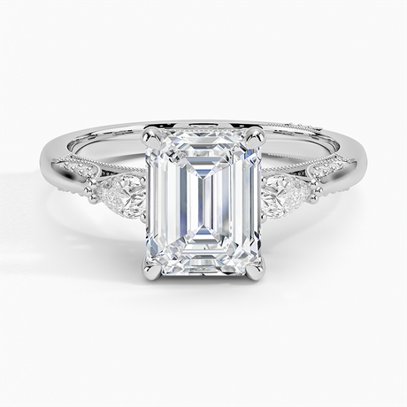 Three Stone Milgrain Pavé Diamond Setting