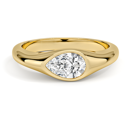 18K Yellow Gold East-West Bezel Solitaire Signet Ring