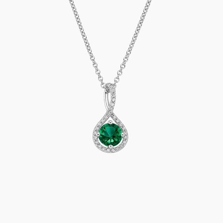 Lab Emerald Pavé Twist Pendant