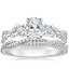 18K White Gold Three Stone Luxe Willow Diamond Ring (1/2 ct. tw.) with Petite Luxe Twisted Vine Diamond Ring (1/4 ct. tw.)