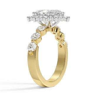 Custom Bordeaux Halo Diamond Ring