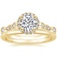 18K Yellow Gold Tiara Halo Diamond Ring (1/4 ct. tw.) with Petite Comfort Fit Wedding Ring