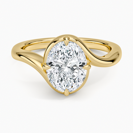 18K Yellow Gold Bezel Bypass Solitaire Diamond Ring