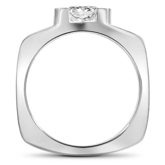 Custom Hammered Semi-Bezel Diamond Ring