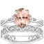 18KW Morganite Entwined Celtic Love Knot Ring with Celtic Knot Diamond Ring, smalltop view