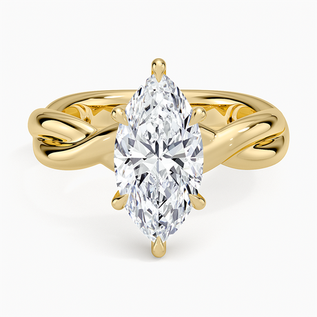 18K Yellow Gold Hazel Twist Solitaire Diamond Ring