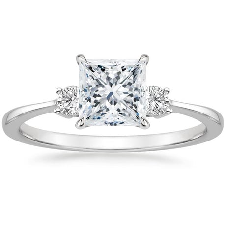 18K White Gold Selene Diamond Ring with Petite Curved Diamond Ring