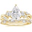 18K Yellow Gold Three Stone Willow Diamond Ring (1/3 ct. tw.) with Luxe Winding Willow Diamond Ring (1/4 ct. tw.)