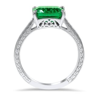 Custom Filigree and Hand Engraved Emerald Ring