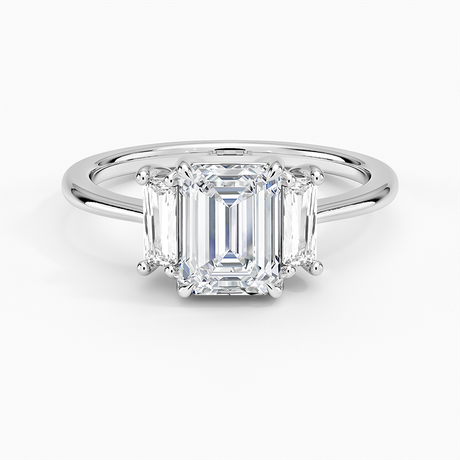 Horizontal Baguette Diamond Engagement Ring