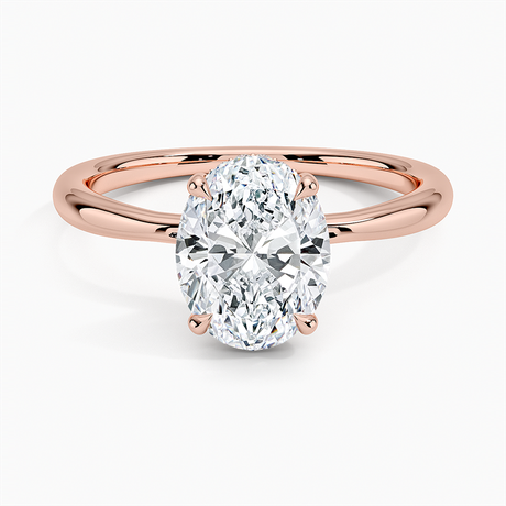 14K Rose Gold Freesia Hidden Halo Diamond Ring