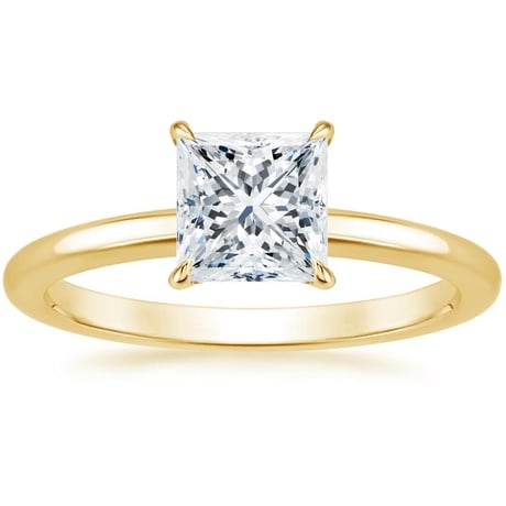 18K Yellow Gold Elodie Ring with Crescent Diamond Ring
