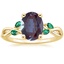18K Yellow Gold Willow Ring With Lab Emerald Accents, smalltop view