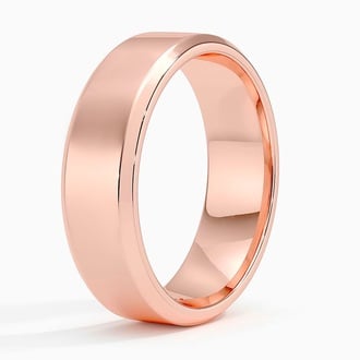 Beveled Edge 6.5mm Wedding Ring in 14K Rose Gold