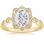 18K Yellow Gold Cadenza Halo Diamond Ring, smalltop view